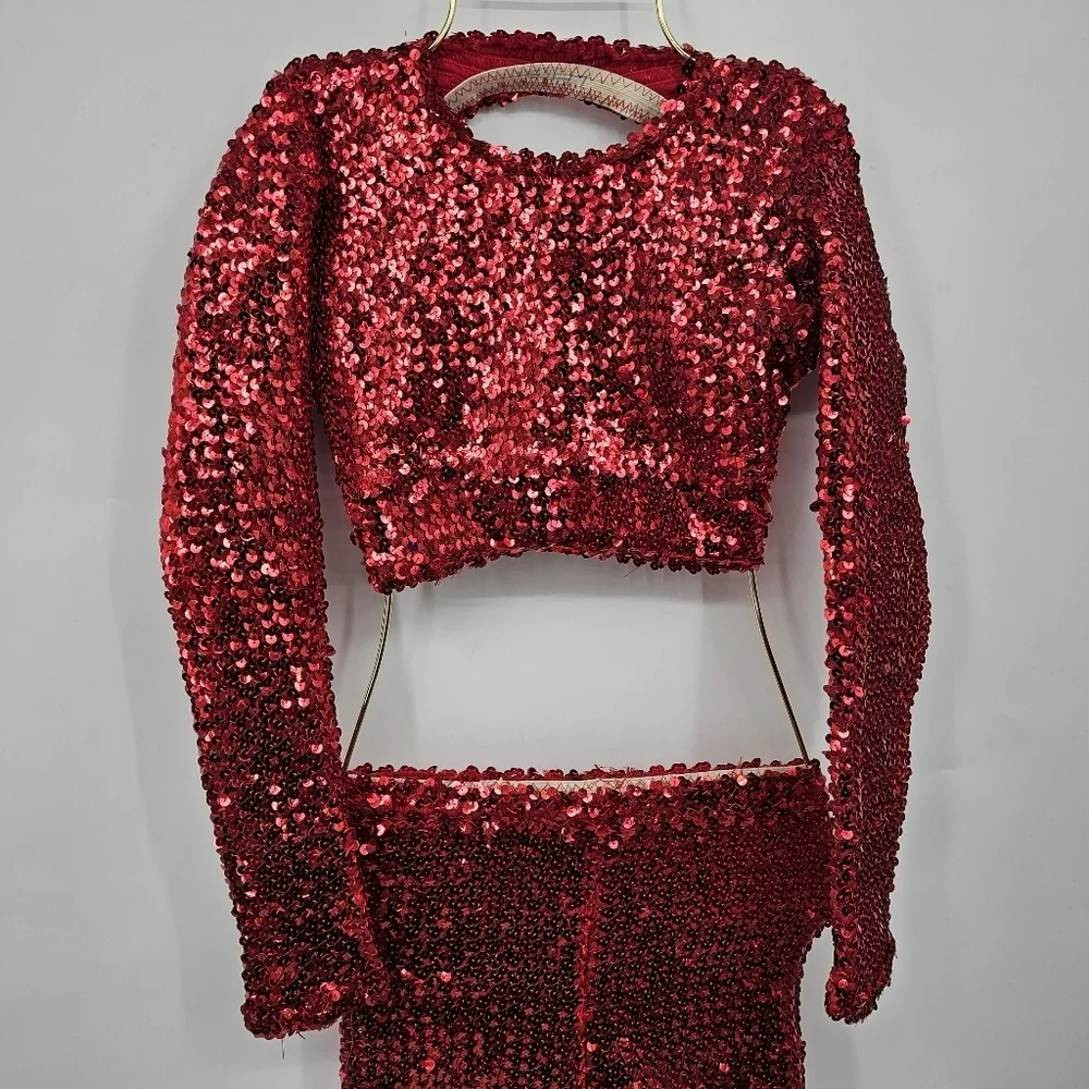 Custom Made‎ Red Sequin Two-Piece Set Girls
